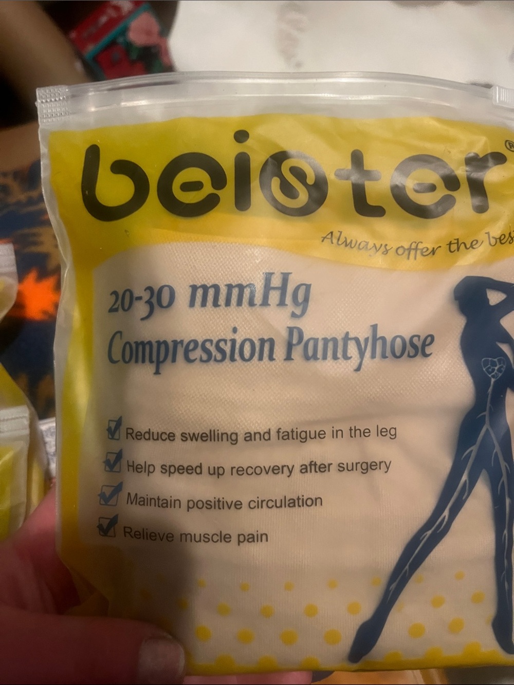 20-30 mmHg Compression Pantyhose - Beige medium and sheer 2 pairs nwt